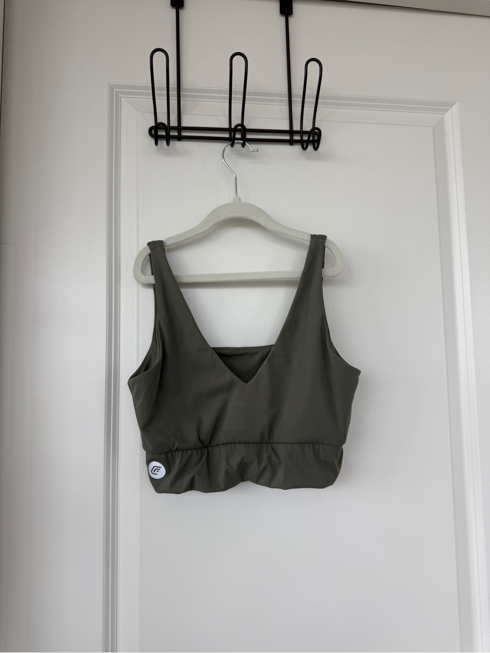 Athletic Olive Green V-Neck Crop Tank Top